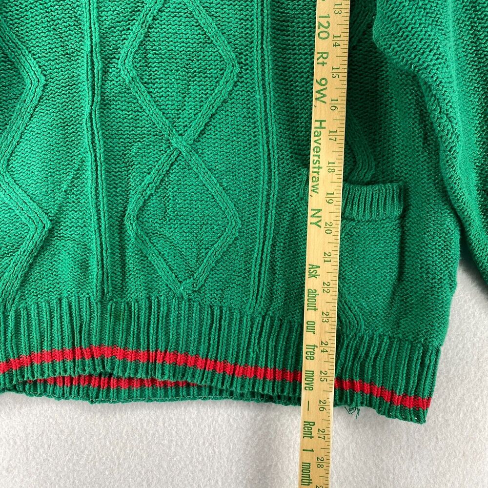 FRENCH NAVY Sweater Mens L Ramie Cotton Cable Jumper Pullover Green HK VTG - Picture 11 of 15